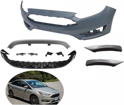 مجموعة غطاء المصد الأمامي بالكامل الجديدة متوافقة مع 2015 2016 2017 2018 Ford Focus S/SE/SEL مع الشبكة السفلية والشفاه الأمامية in Saudi Arabia
