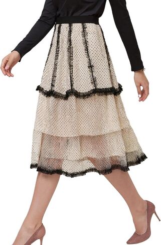 Tulle Skirts for Women Polka Dot Tutu Skirt Patchwork Mesh Midi Fairy Skirts Wedding Prom Party Tulle Skirt 2025 in Saudi Arabia