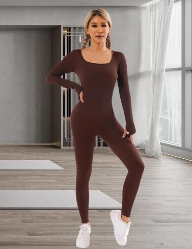 Women's Long Sleeve Athletic Jumpsuit Form-Fitting Nylon Spandex One-Piece for Dance, Yoga, and Performance in Saudi Arabia