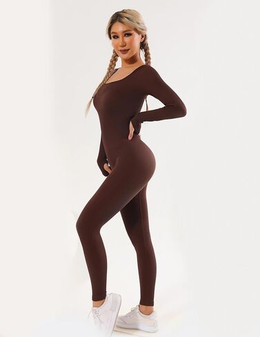 Women's Long Sleeve Athletic Jumpsuit Form-Fitting Nylon Spandex One-Piece for Dance, Yoga, and Performance in Saudi Arabia