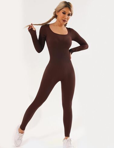 Women's Long Sleeve Athletic Jumpsuit Form-Fitting Nylon Spandex One-Piece for Dance, Yoga, and Performance in Saudi Arabia
