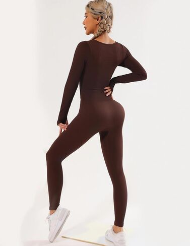 Women's Long Sleeve Athletic Jumpsuit Form-Fitting Nylon Spandex One-Piece for Dance, Yoga, and Performance in Saudi Arabia