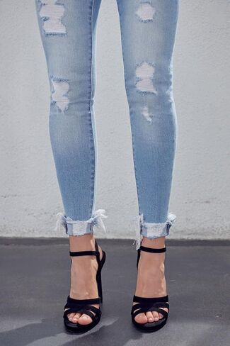 Kan Can Women's high Rise Distressed Ankle Skinny Jeans in Saudi Arabia