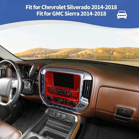 RT-TCZ for Silverado Carbon Fiber Dashboard Center Console Control Panel Trim Cover for Chevrolet Silverado GMC Sierra 2014-2018 Black Carbon Fiber Grain Interior Accessories in Saudi Arabia
