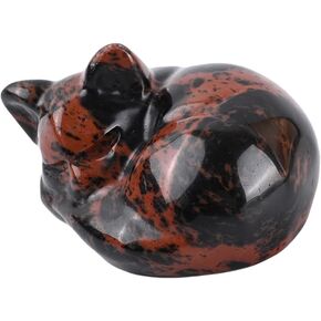 تمثال قطة كريستال من WHAL&YUNE، قطعة واحدة من قطة سبج سوداء، زينة قطط نائمة طبيعية منحوتة يدويًا تمثال قطة ديكور منزلي للقطط ديكور كريستالي لمحبي القطط، هدية 1.5 بوصة in Kuwait