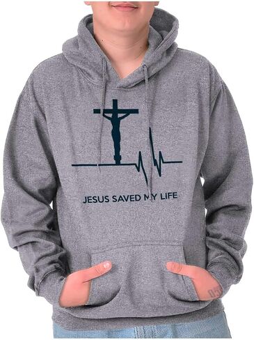 Christian Strong Jesus Saved My Life Crucifix Hoodie Sweatshirt Women Men in Saudi Arabia
