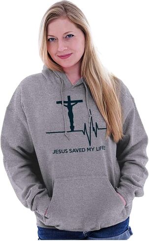 Christian Strong Jesus Saved My Life Crucifix Hoodie Sweatshirt Women Men in Saudi Arabia