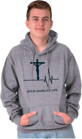 Christian Strong Jesus Saved My Life Crucifix Hoodie Sweatshirt Women Men in Saudi Arabia