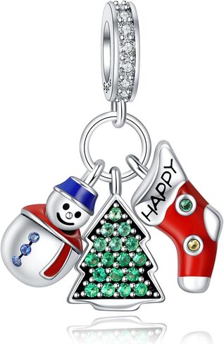 925 Sterling Silver Charm for Women Bracelets Necklace Green Christmas Tree Snowflake Halloween Pumpkin Head Bat Demon Pumpkin Head Charms in Saudi Arabia