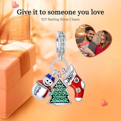 925 Sterling Silver Charm for Women Bracelets Necklace Green Christmas Tree Snowflake Halloween Pumpkin Head Bat Demon Pumpkin Head Charms in Saudi Arabia
