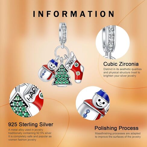 925 Sterling Silver Charm for Women Bracelets Necklace Green Christmas Tree Snowflake Halloween Pumpkin Head Bat Demon Pumpkin Head Charms in Saudi Arabia