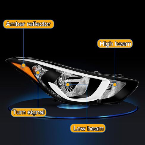 PENSUN Halogen Headlights Headlamps Fit For 2014 2015 2016 Hyundai Elantra Headlight Assembly With Bulbs Replace Factory 921013Y500 921023Y500 (Driver Left Side) in Saudi Arabia