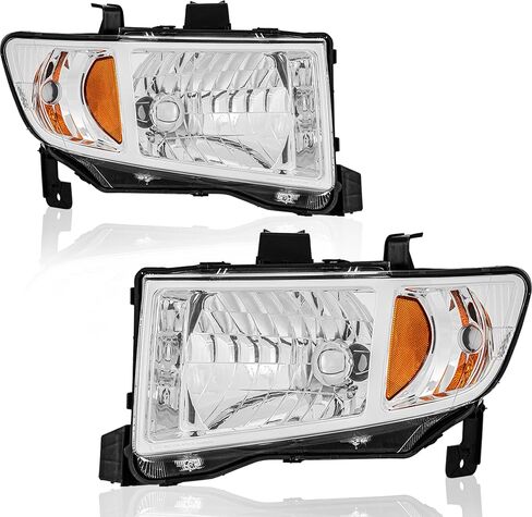 OE Style Compatible for 2006-2014 Honda Ridgeline Headlights Assembly Clear Lens Chrome Housing with Amber Reflector Driver and Passenger Side (Set of 2)#HO2502128, HO2503128 in Saudi Arabia