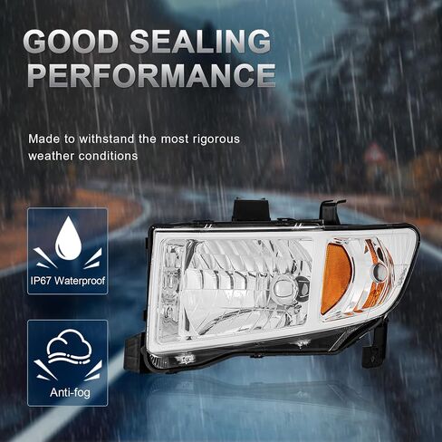 OE Style Compatible for 2006-2014 Honda Ridgeline Headlights Assembly Clear Lens Chrome Housing with Amber Reflector Driver and Passenger Side (Set of 2)#HO2502128, HO2503128 in Saudi Arabia