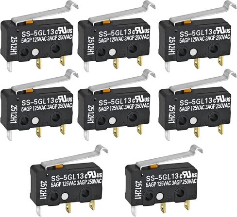 SS-5GL13 مفتاح صغير مصغر (عبوة من 4) - 5A 125VAC 3 Pins Micro Limit Switch مع رافعة ذات طرف منحني in Saudi Arabia