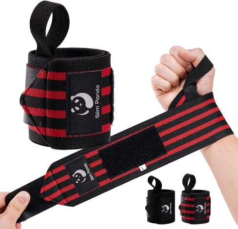 Slim Panda Weightlifting Wrist Wraps- Upgraded Wrist Support with Heavy Duty Thumb Loop for Powerlifting, Bodybuilding, and Weight Lifting Men & Women in Kuwait