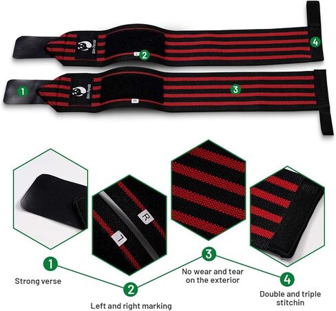 Slim Panda Weightlifting Wrist Wraps- Upgraded Wrist Support with Heavy Duty Thumb Loop for Powerlifting, Bodybuilding, and Weight Lifting Men & Women in Kuwait