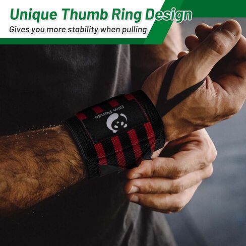 Slim Panda Weightlifting Wrist Wraps- Upgraded Wrist Support with Heavy Duty Thumb Loop for Powerlifting, Bodybuilding, and Weight Lifting Men & Women in Kuwait