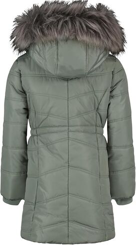 Calvin Klein Girls' Hooded Winter Puffer Jacket, Full-Length Heavy Weight Coat with Fleece Lining, Purple Aerial, 16 in Kuwait