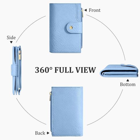 Women's Bifold Wallet, RFID Blocking Credit Card Holder with Zipper, Travel Cute Coin Pocket Wallet for Ladies, Blue in Saudi Arabia