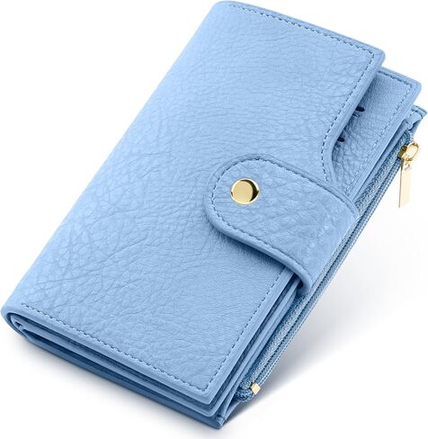 Women's Bifold Wallet, RFID Blocking Credit Card Holder with Zipper, Travel Cute Coin Pocket Wallet for Ladies, Blue in Saudi Arabia