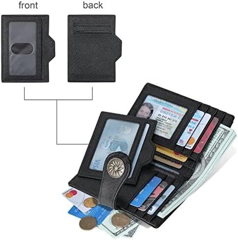 Small Womens Wallet with 2 ID Windows, RFID Blocking Bifold Leather Card Holder Purse with Zipper Coin Pocket in Saudi Arabia