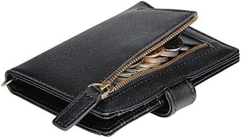 Small Womens Wallet with 2 ID Windows, RFID Blocking Bifold Leather Card Holder Purse with Zipper Coin Pocket in Saudi Arabia