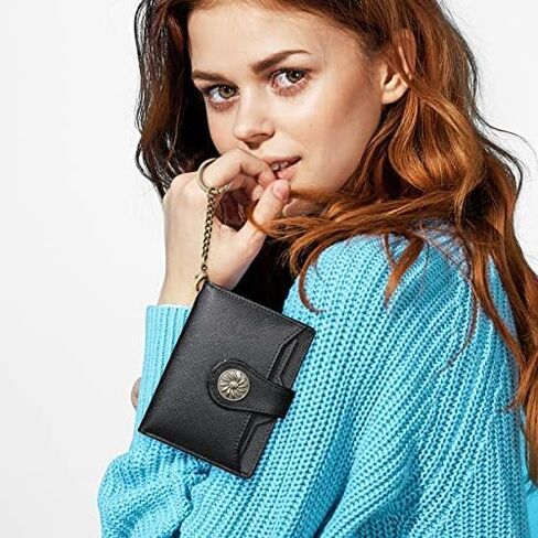 Small Womens Wallet with 2 ID Windows, RFID Blocking Bifold Leather Card Holder Purse with Zipper Coin Pocket in Saudi Arabia