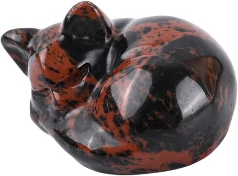 تمثال قطة كريستال من WHAL&YUNE، قطعة واحدة من قطة سبج سوداء، زينة قطط نائمة طبيعية منحوتة يدويًا تمثال قطة ديكور منزلي للقطط ديكور كريستالي لمحبي القطط، هدية 1.5 بوصة in Kuwait