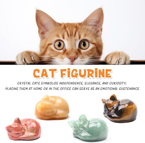 تمثال قطة كريستال من WHAL&YUNE، قطعة واحدة من قطة سبج سوداء، زينة قطط نائمة طبيعية منحوتة يدويًا تمثال قطة ديكور منزلي للقطط ديكور كريستالي لمحبي القطط، هدية 1.5 بوصة in Kuwait