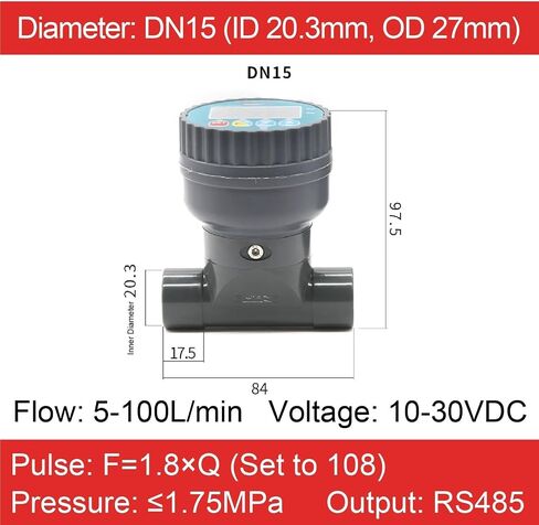 PVC Digital Water Flow Meter with LCD Display RS485 Output Acid Alkaline Pipe Sensor for Irrigation(ZJPVC-LCD-DN40) in Saudi Arabia