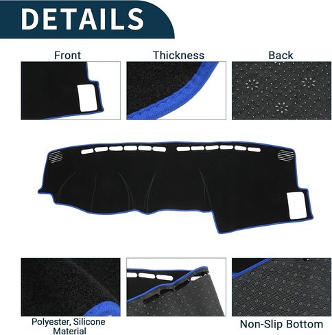 Dash Cover for Honda CRV Non-Slip | Center Console Dash Cover Mat Black Blue 1 Pcs in Saudi Arabia