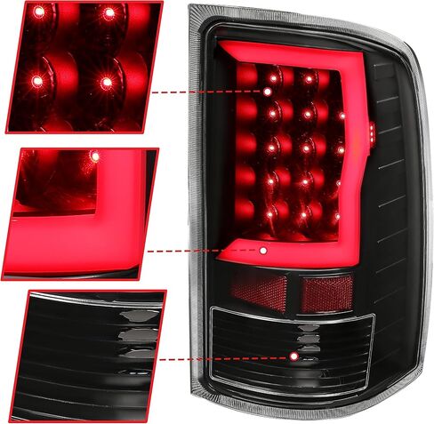 مجموعة مصابيح الذيل HECASA متوافقة مع 2007-2014 GMC Sierra 1500 2500HD 3500HD شاحنة بيك اب LED شريط أنبوب خلفي للسائق وجانب الركاب - عدسة شفافة وإسكان أسود in Saudi Arabia