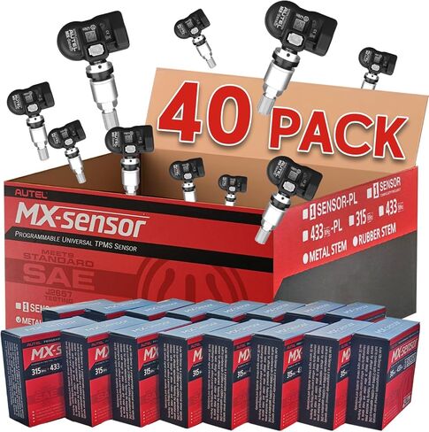 أجهزة استشعار Autel TPMS، 40 قطعة من أجهزة استشعار MX، 2 في 1 (315 ميجا هرتز + 433 ميجا هرتز) أجهزة استشعار ضغط الإطارات على مستوى OE، مبرمجة بواسطة أداة برمجة TPMS TS408S TS508WF، TS601 TS900 ITS600 MS906TS (صمامات معدنية) in Saudi Arabia