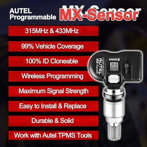 أجهزة استشعار Autel TPMS، 40 قطعة من أجهزة استشعار MX، 2 في 1 (315 ميجا هرتز + 433 ميجا هرتز) أجهزة استشعار ضغط الإطارات على مستوى OE، مبرمجة بواسطة أداة برمجة TPMS TS408S TS508WF، TS601 TS900 ITS600 MS906TS (صمامات معدنية) in Saudi Arabia