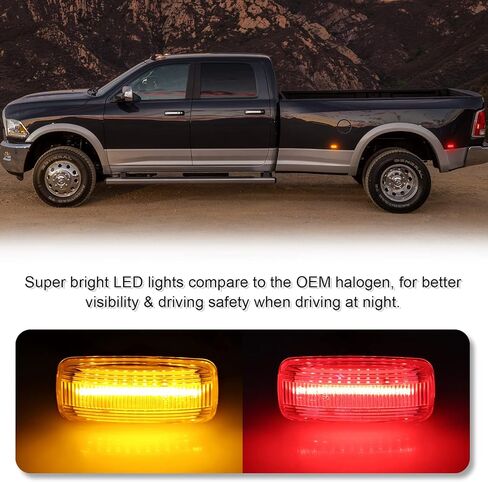 LED 4PCS Dual Bed Fender Side Marker Light Compatible with 2010-2018 Ram 2500 3500, Clear Lens in Saudi Arabia