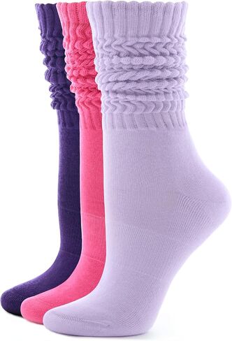 FITRELL Slouch Socks for Women, 3 Pairs Soft Cotton Knee High Scrunch Tube Boot Socks in Kuwait