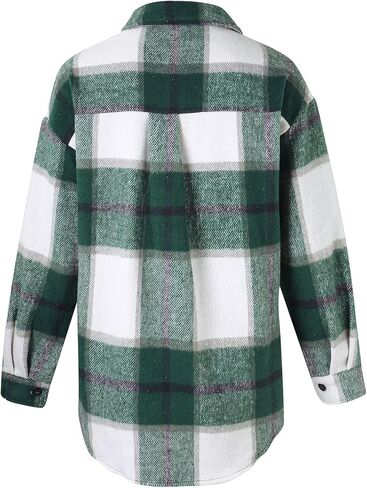 Plaid Shirts For Women Plus Size Flannel Shacket Casual Jacket Button Down Long Sleeve Shirt Fall Winter Outfits in Saudi Arabia