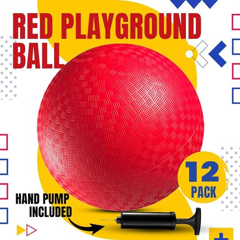 Bedwina Playground Balls Bulk - 8.5 Inch (4-Pack) Red Rubber Bouncy Inflatable Balls, w/Air Pump, for Kids & Adults, Indoor & Outdoor Games, Kickballs, Dodgeball, Four Square, Dodge Ball, Handball in Saudi Arabia