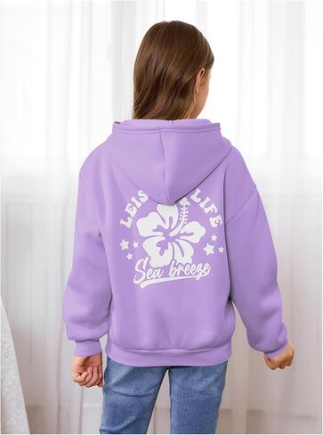 SweatyRocks Girl's Floral Graphic Hoodies Long Sleeve Oversized Sweatshirt with Pocket in Kuwait