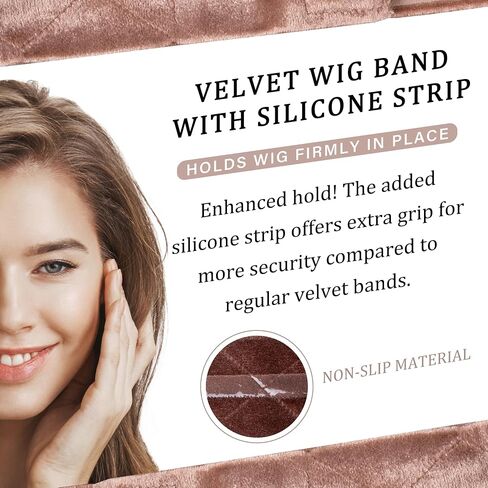 GEX New Wig Band Velvet with Silicone for Keeping Wigs in Place Updated Wig Grip Scarf Head Hair Band Wig Band Adjustable Fastern (Light Brown) in Saudi Arabia