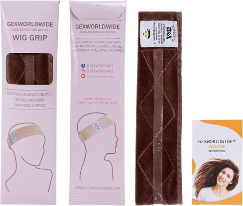 GEX New Wig Band Velvet with Silicone for Keeping Wigs in Place Updated Wig Grip Scarf Head Hair Band Wig Band Adjustable Fastern (Light Brown) in Saudi Arabia