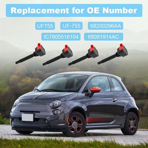 حزمة ملفات الإشعال JDMON 4 قطع متوافقة مع Fiat 500 2018-2019، 500L 2014-2020، 500X 2016-2018، Jeep Renegade 2015-2018 L4 1.4L لاستبدال UF755 68200296AA IC7805516104 68081914AC in Saudi Arabia