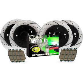 Approved Performance K37476FRP Front and Rear Drilled Slotted Disc Brake Rotors plus Ceramic Pad Kit For 2012-2016 Kia Sportage 2010-2015 Hyundai Tucson Front Wheel Drive Models Only in Saudi Arabia
