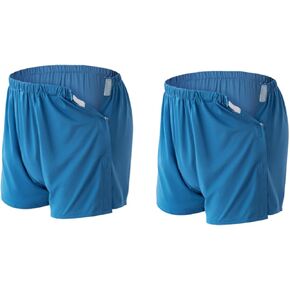 2-Pack Tear Away Post Surgery Boxers Briefs for Men, Full Open Stick-on Briefs, Disabled Adaptive Underwear, W37 Blue in Saudi Arabia