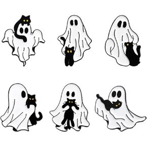 4 Pcs Cute Ghost Enamel Pins Set for Women Men Cartoon Spooky Skeleton Pins Goth Novelty Jacket Backpack Hat Clothes Decor Accessories Halloween Jewelry Gifts in Saudi Arabia