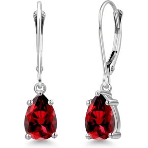 Gem Stone King 14K White Gold Gemstone Birthstone Leverback Dangle Teardrop Earrings for Women | Pear Shape 8X5MM in Saudi Arabia