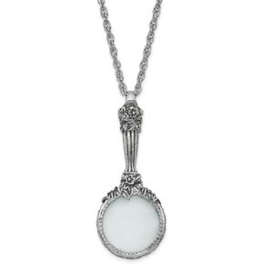 Silver-tone Textured Handle 4-5X Magnifier Glass Necklace 30" in Saudi Arabia