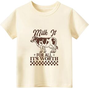 تي شيرت للأطفال الصغار للأطفال الأولاد والبنات تي شيرت صيفي مطبوع عليه حروف حيوانات مضحكة ملابس قطنية لطيفة 2T-8Y in Kuwait