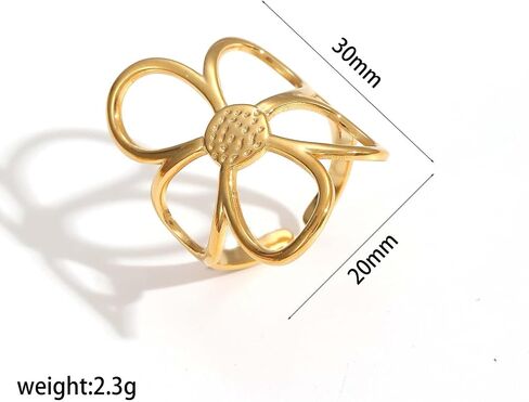 Daisy Flower Ring for Women Mixed Metal Two Tone Ring Adjustable Open Chunky Thumb Ring Gold Silver Vintage Statement Knuckle Rings Delicate Unique Finger Jewelry in Kuwait